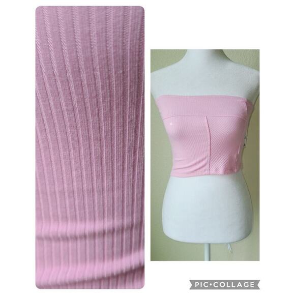 Urban Outfitters Tube Top Small Ribbed Pink NEW NWT Barbiecore Beach Preppy - Picture 1 of 11